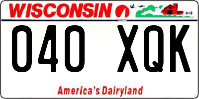 WI license plate 040XQK