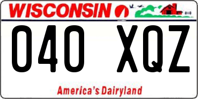 WI license plate 040XQZ