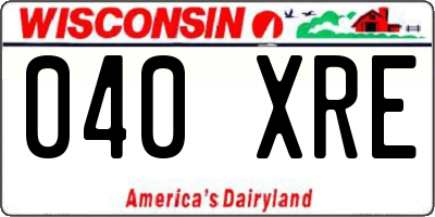 WI license plate 040XRE