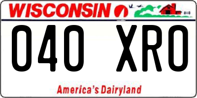 WI license plate 040XRO