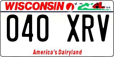 WI license plate 040XRV