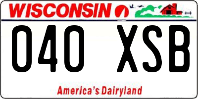 WI license plate 040XSB