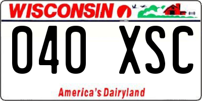 WI license plate 040XSC