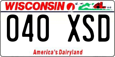 WI license plate 040XSD