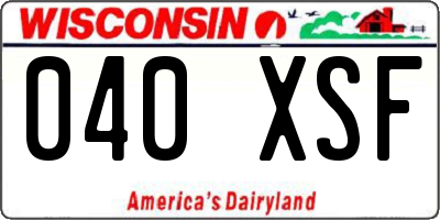 WI license plate 040XSF