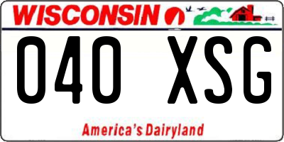 WI license plate 040XSG