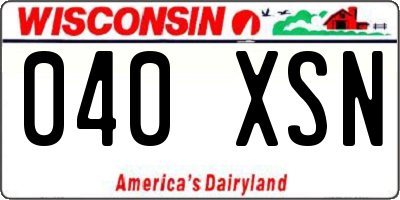 WI license plate 040XSN