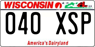 WI license plate 040XSP