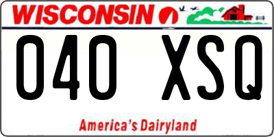 WI license plate 040XSQ