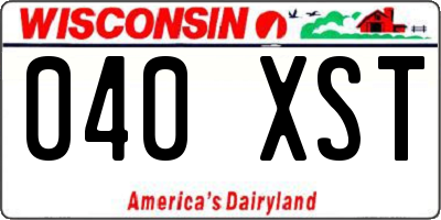 WI license plate 040XST