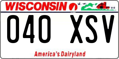 WI license plate 040XSV