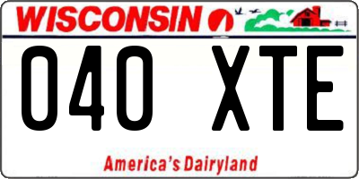 WI license plate 040XTE