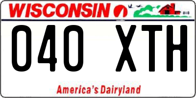 WI license plate 040XTH