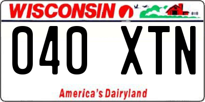 WI license plate 040XTN