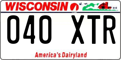 WI license plate 040XTR