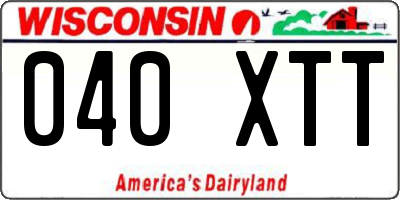 WI license plate 040XTT