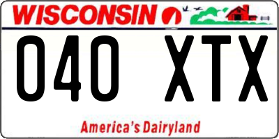 WI license plate 040XTX