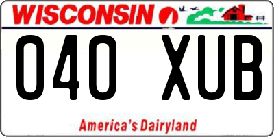 WI license plate 040XUB