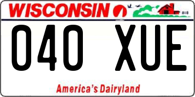 WI license plate 040XUE