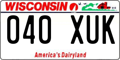 WI license plate 040XUK
