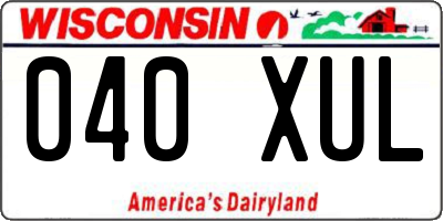 WI license plate 040XUL
