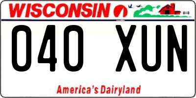 WI license plate 040XUN