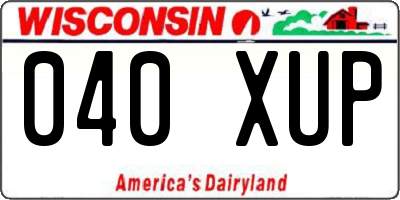 WI license plate 040XUP