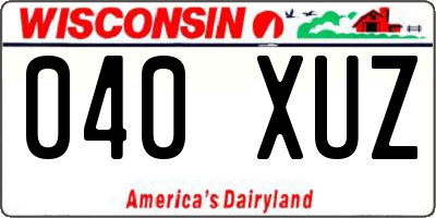 WI license plate 040XUZ