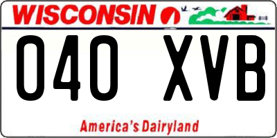 WI license plate 040XVB