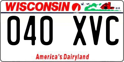 WI license plate 040XVC