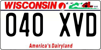 WI license plate 040XVD