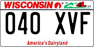 WI license plate 040XVF