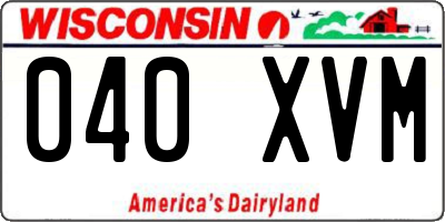 WI license plate 040XVM