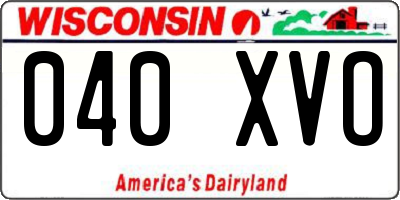 WI license plate 040XVO