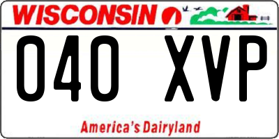 WI license plate 040XVP
