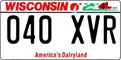 WI license plate 040XVR