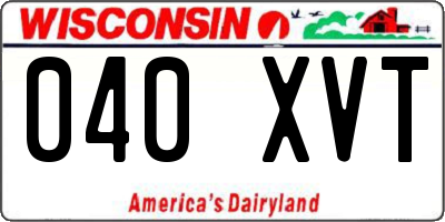 WI license plate 040XVT
