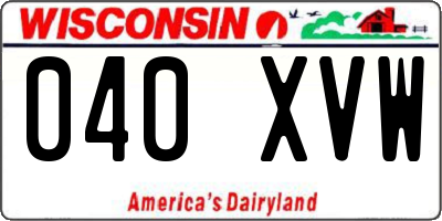 WI license plate 040XVW