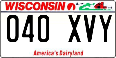 WI license plate 040XVY