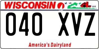 WI license plate 040XVZ