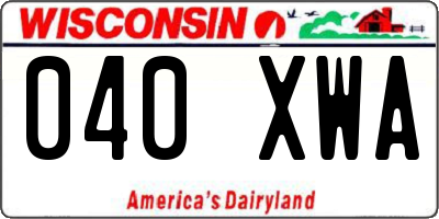 WI license plate 040XWA