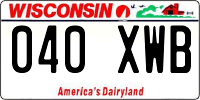 WI license plate 040XWB