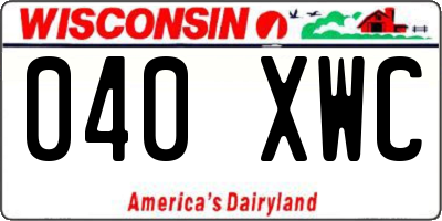 WI license plate 040XWC