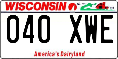 WI license plate 040XWE