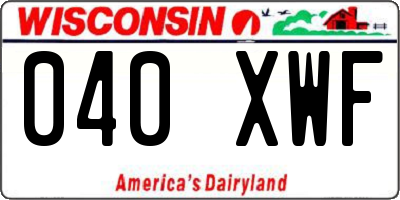 WI license plate 040XWF