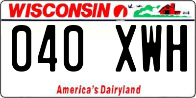 WI license plate 040XWH