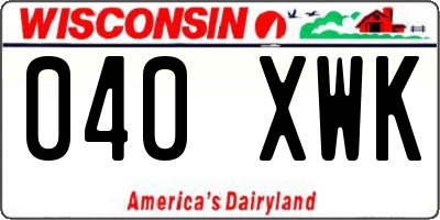 WI license plate 040XWK