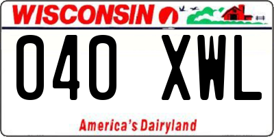 WI license plate 040XWL