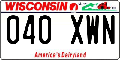 WI license plate 040XWN