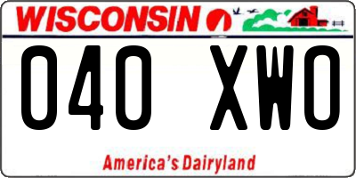 WI license plate 040XWO